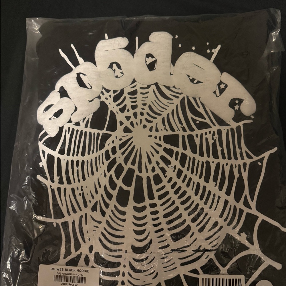 OG Web Black Hoodie with Metallic Silver Spiderweb Graphic